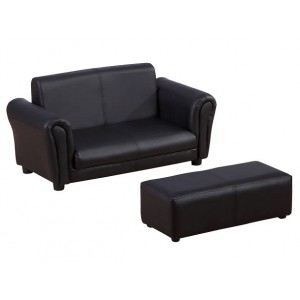 Vaikiška sofa su pufu (juoda)